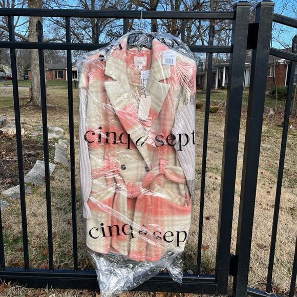 Cinq à Sept Aretha Plaid Mixed Media Coat NWT - Picture 9 of 11